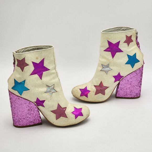 YRU Jem Star Metallic Stars Glitter Ankle Boots Size 8 HTF - Picture 4 of 9